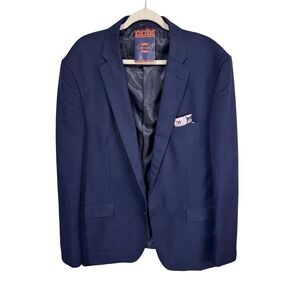 Carlo Lusso Mens Navy Blazer 46L Super Deluxe Microtech Suit Jacket 2 Button New